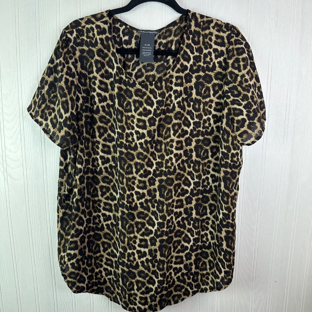 Chelsea & Theodore Tunic leopard print short sleeve size‎ XL